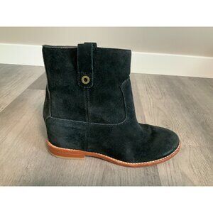 Cole Haan Grand OS Black Suede Booties W/ Plaid Lining, Size 7 (US)
